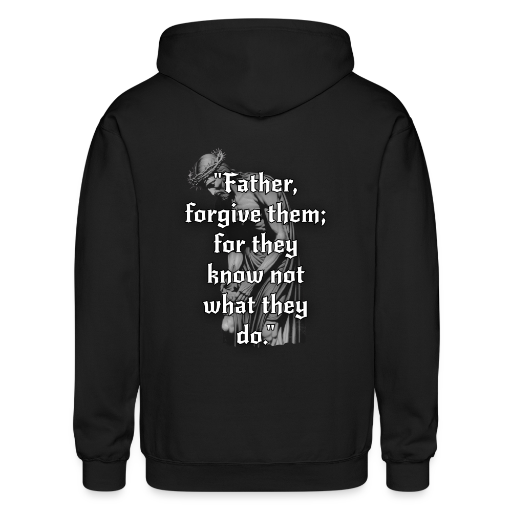 Father Forgive Them Zip Hoodie - black